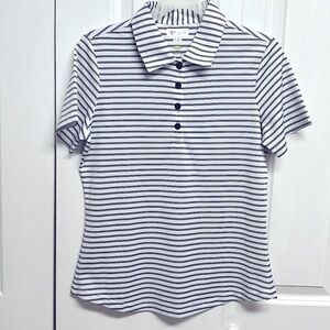 Greg Norman white Black Stripe Short Sleeve Athletic Top Size S